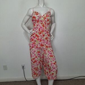 Morgan Taylor Pink Green Floral Cottagecore Coquette Top and Pants Pajamas XL